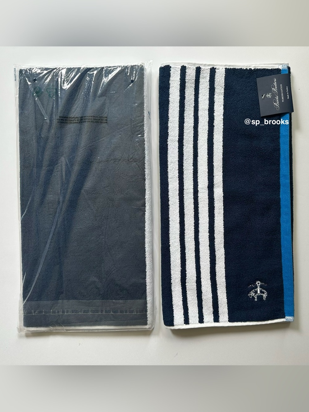 🎁2PC Brooks Brothers Bath Mats - Turkish Cotton Bath Mats - Stripe - 30.5x19.5